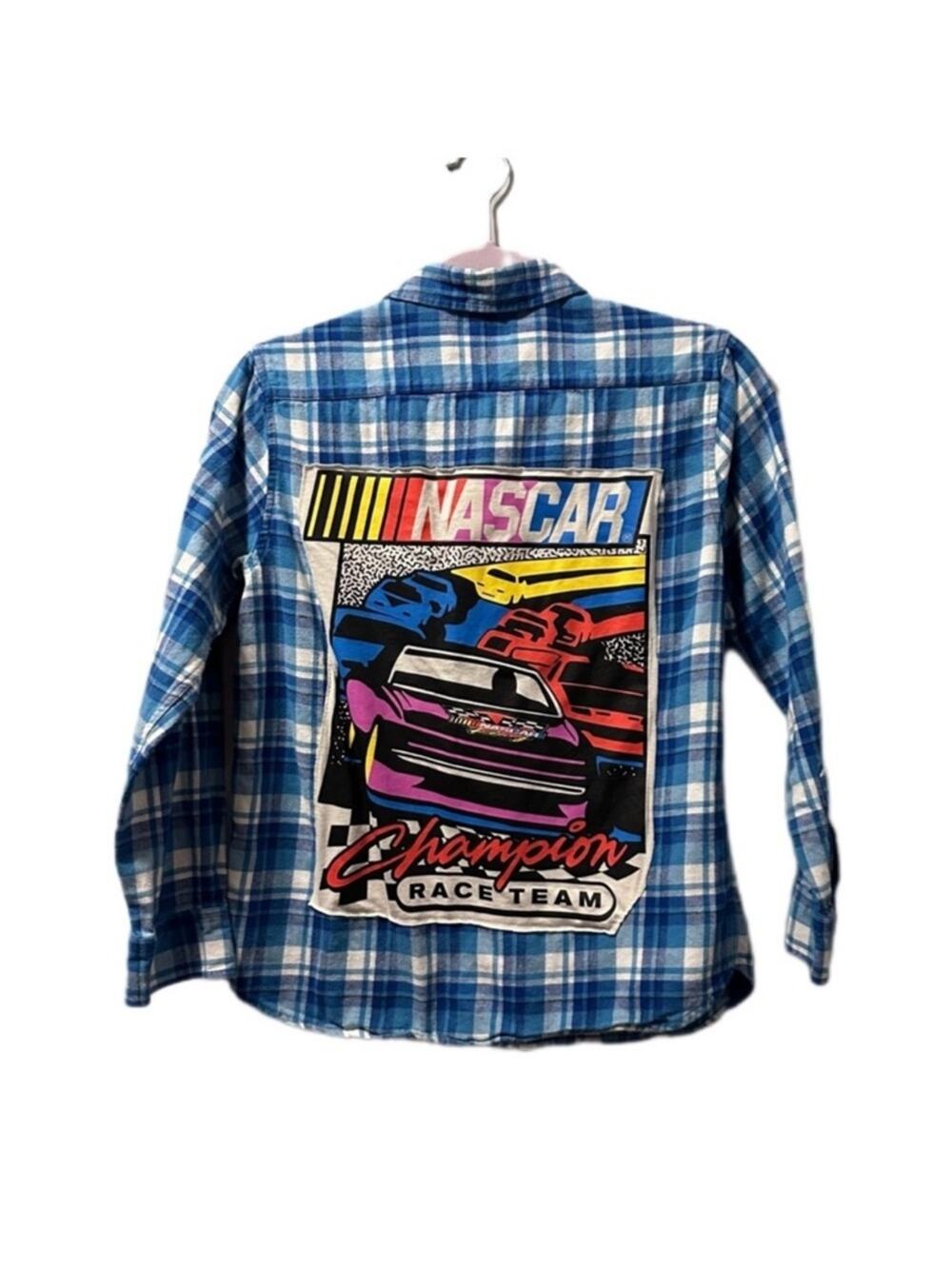 Nascar kid flannel upcycle large
